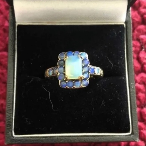 Family,heirloom, antique, art deco, European 14 karat gold fire opal & opal ring - Picture 5 of 6